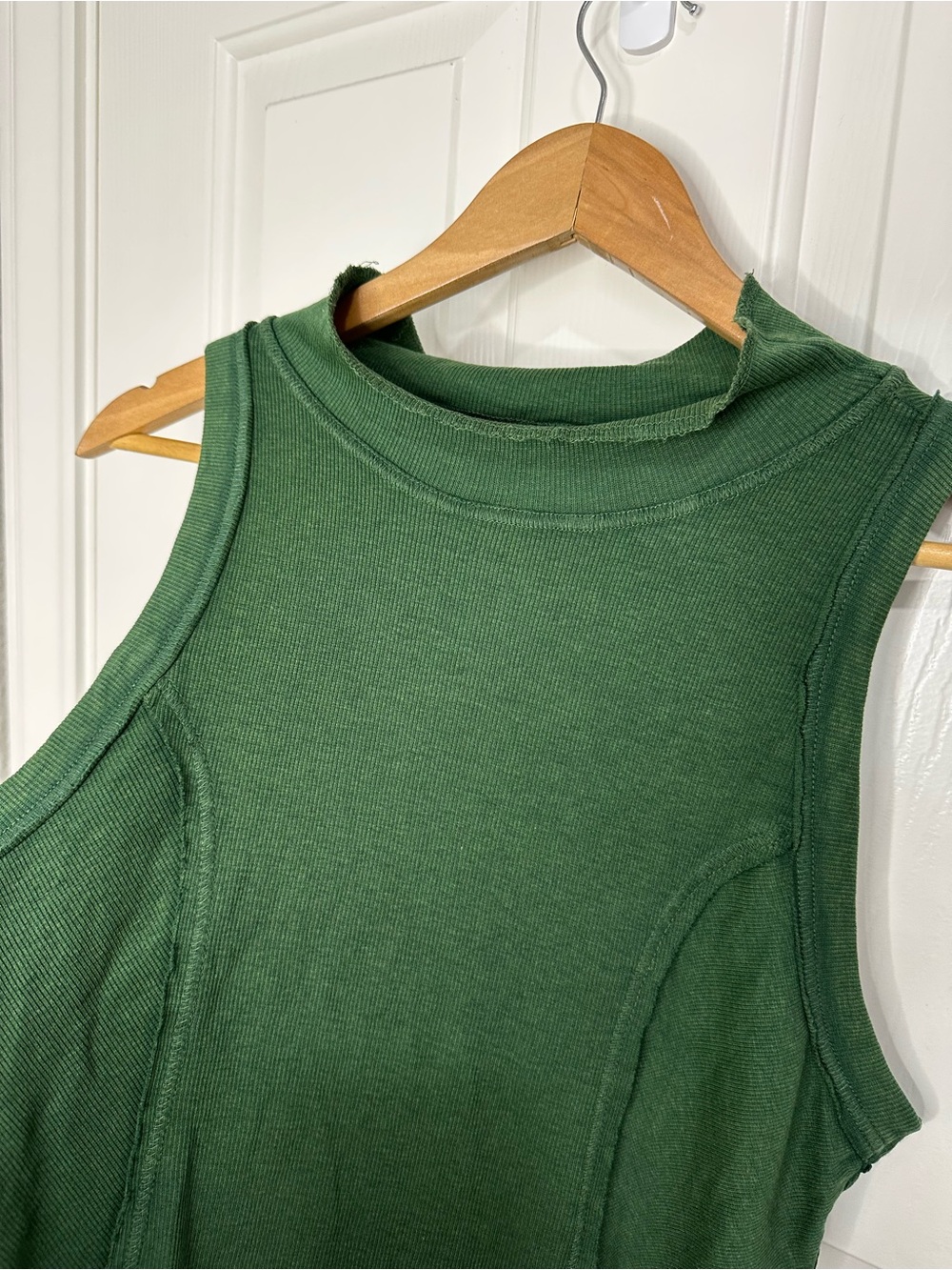 Pilcro Anthropologie Green Ribbed Cotton Modal Blend Mockneck Halter Top Sz M - Picture 3 of 8